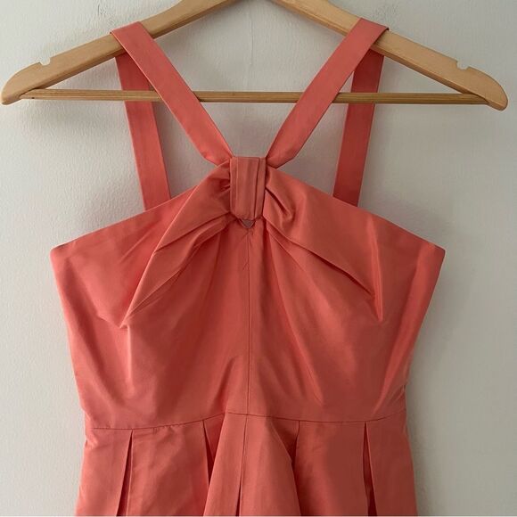 J Crew Silk Dress Halter Peach Knee Length Pockets  Size 2 Wedding Dance Party - Picture 3 of 7
